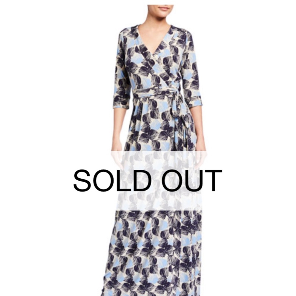 NWT Melissa Masse Maxi Wrap Dress Seashell Printed Luxe Jersey Made in USA